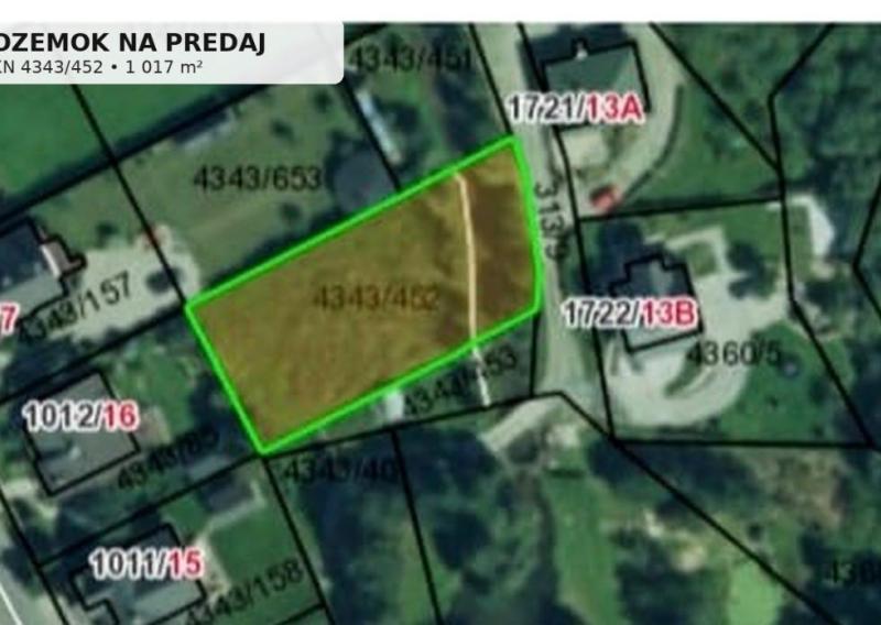 Stavebný pozemok 1 017 m² vo Veľkej Lomnici